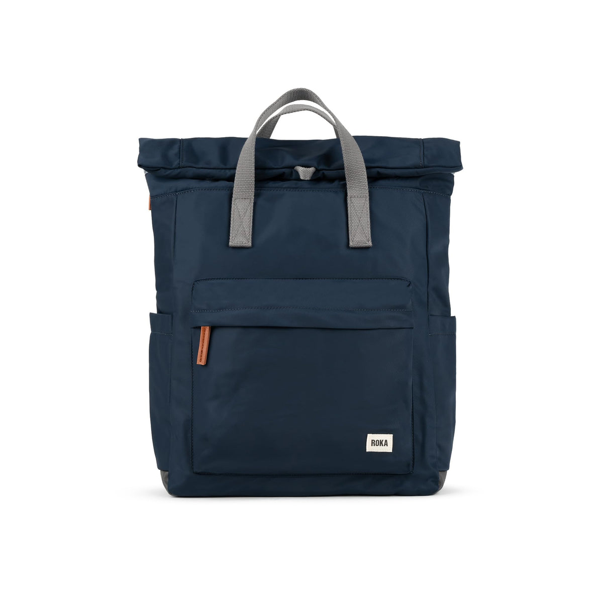 ROKA Canfield Roll Top Backpack for Women & Men - Large Nylon Roll Top Rucksack w/Magnetic Closure - Work, School, Travel Backpack - Midnight Blue