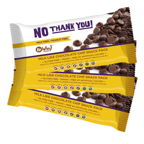 Vegan, Gluten Free, Nut Free | Chocolate Chip Snack Packs (3 Pack) | Dairy Free, Soy Free, Sesame Free | Allergy Friendly Snacks | No Whey Foods