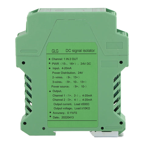 DC Current Isolation Transmitter, DC 24V DC Current Isolator Transmitter 4-20mA PLC Detect Conditioner for Industrial Equipment (One into two out 4-20mA to 4-20mA)
