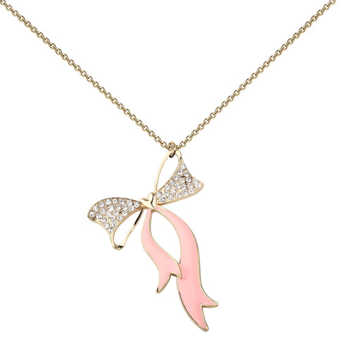 BEKECH Coquette Bow Necklace Coquette Aesthetic Jewelry for Women Bow Pendant Charm Necklace Coquette Gift (Pink Bowknot)