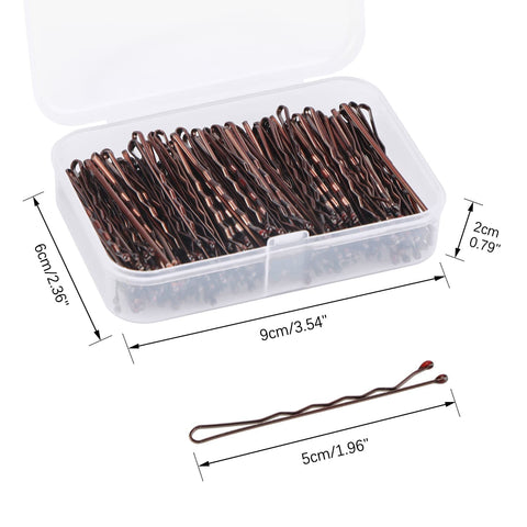 150 Pieces Bobby Pins, Hair Clips Hair Grips Kirby Grips for Women Hair Styling Pins with Storage Box (Brown)