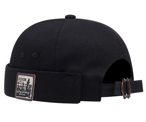 Mens Black Docker Cap Brimless Hats Beanie Hat Skull Cap Worker Sailor Cap Rolled Cuff Retro Docker Hat