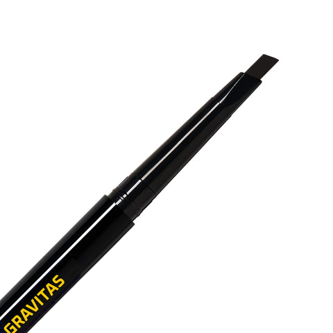 GRAVITAS Eyebrow Pencil and Beard Filler Pencil - Waterproof, Double-Ended Automatic Angled Tip & Spoolie Brush, Cruelty-Free (Black)