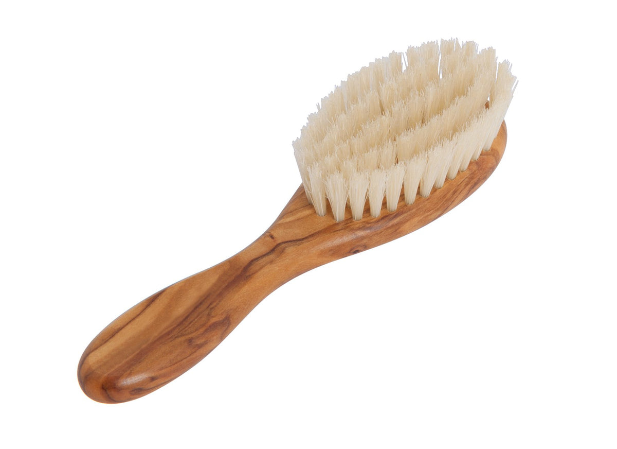 Redecker Goat Hair Children's Hairbrush with Waxed Olive Wood Handle, 5-7/8-Inches