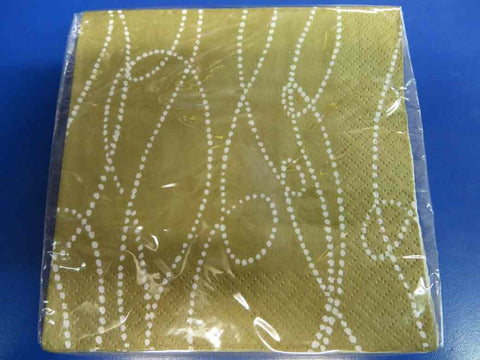 Amscan Decorative Beaded Stripe Party Beverage Paper Napkins (16 Pack), 5 x 5, Gold/White