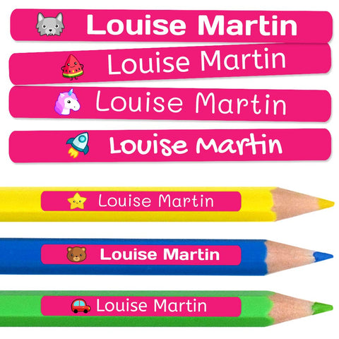 50 Personalized Name Labels School. Small Custom Name Stickers - Waterproof Name Labels for Kids. Size: 1,6 x 0,2 inch.