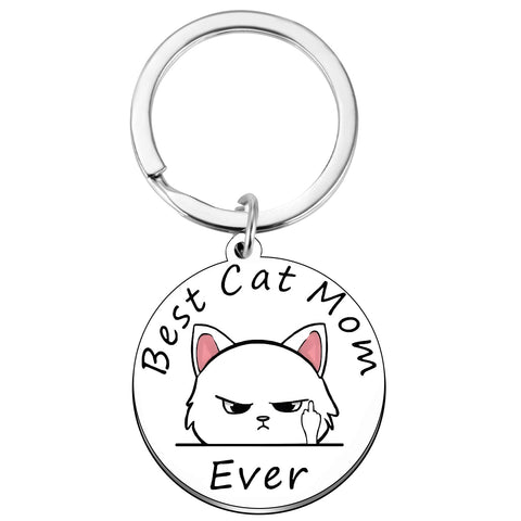 PLwelth Cat Mom Keychain Best Cat Mom Keyring for Women Cat Lovers Cute Best Cat Mom Ever Keychain Personalized Accessories for Car Key Backpack Wallet Funny Gifts for MotherÃ¢â‚¬â„¢s Day Birthday Christmas