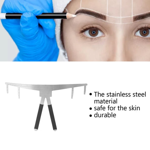Eyebrow Ruler, Stainless Steel 3 Point Positioning Tattoo Eyebrow Measurement Tool