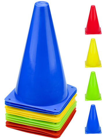 NC Pack of 12 Soccer Cones, Plastic Traffic Cones Sports Training Workout Cones for Kids Field Activity Party Football Baseball Basketball Exercise Fitness, Assorted Colours
