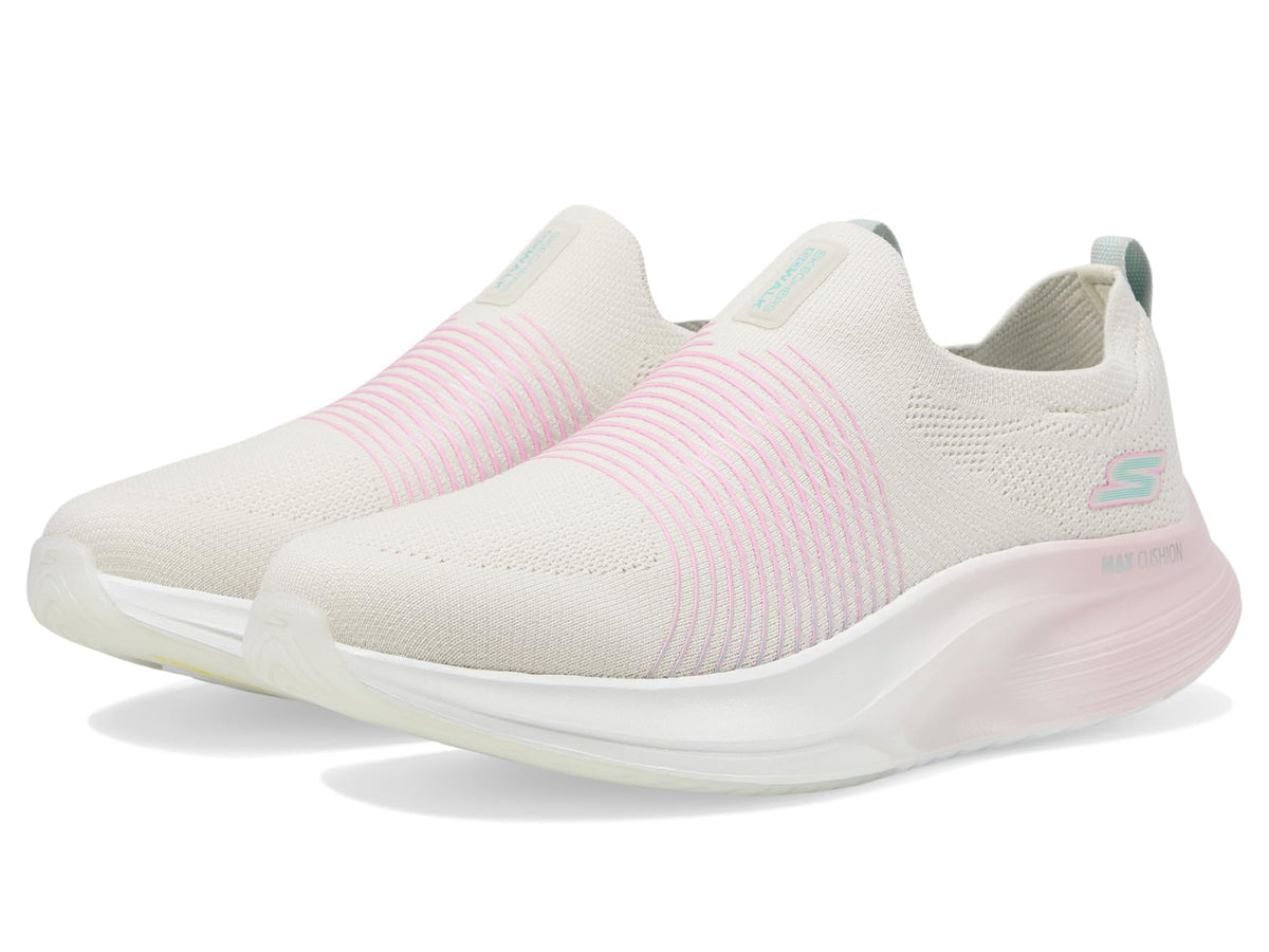 Skechers Women's Go Walk Max Walker Sally Sneaker, Natural/Pink, 9