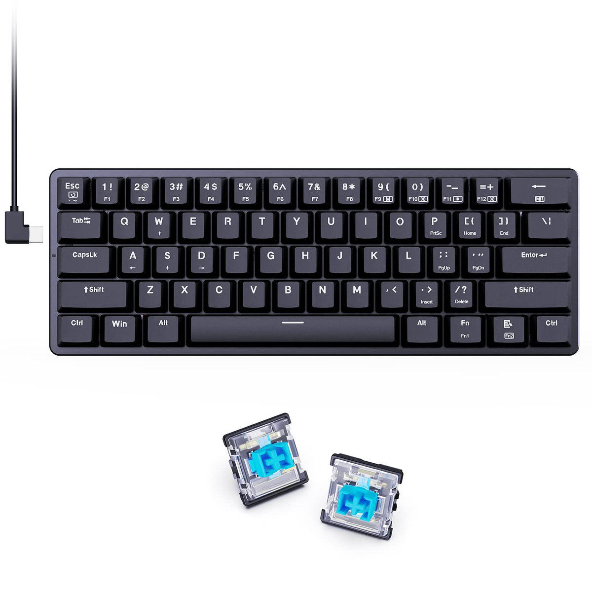 Redragon Gaming Keyboard, 60% Mechanical Gaming Keyboard with Low Profile Blue Switches, RGB Backlit, Wired Mechanical Keyboard Hot Swappable Mini Portable for Windows PC Mac, Type-C Cable, K615
