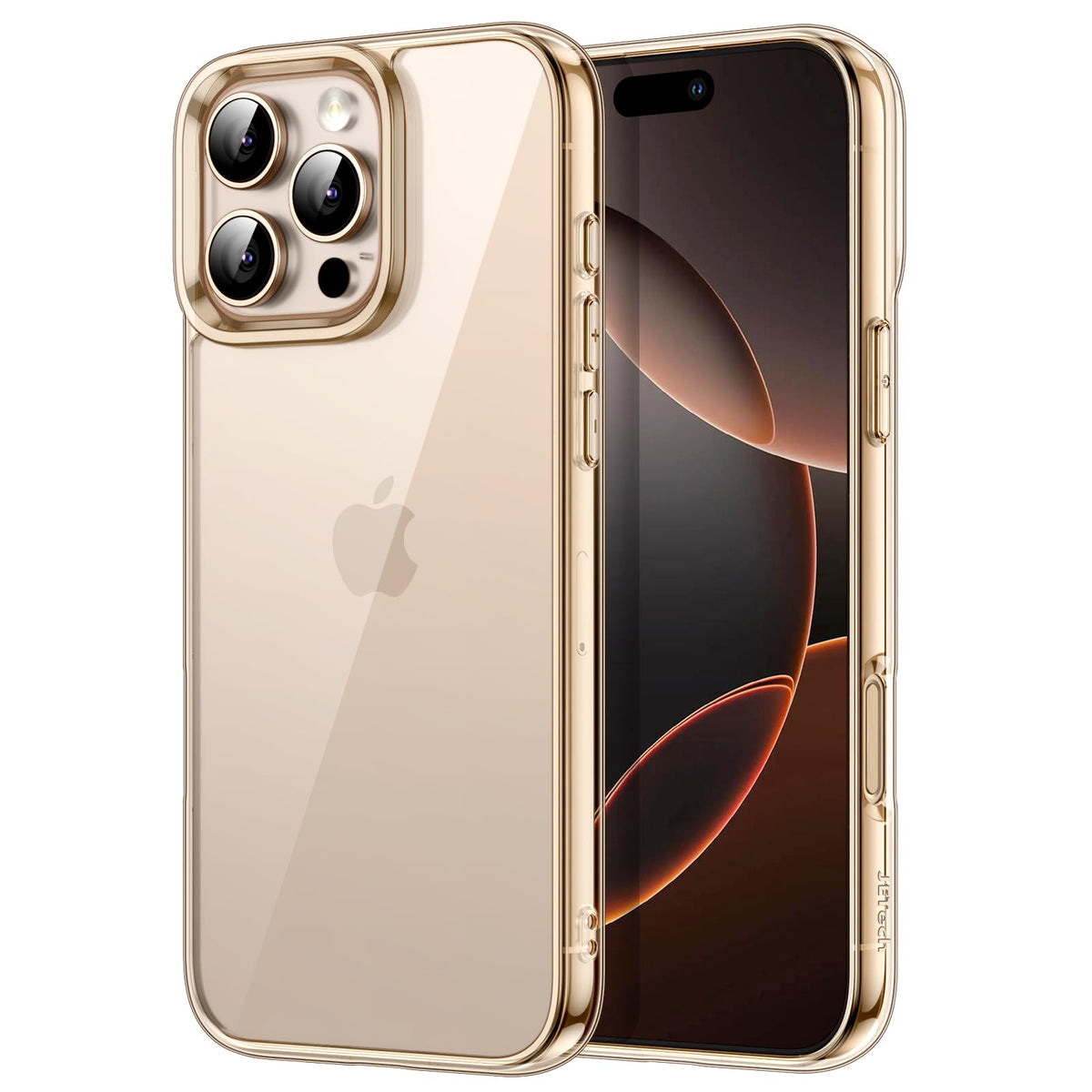 JETech Case for iPhone 16 Pro 6.3-Inch, Non-Yellowing Shockproof Phone Bumper Cover, Anti-Scratch Clear Back (Desert Titanium)