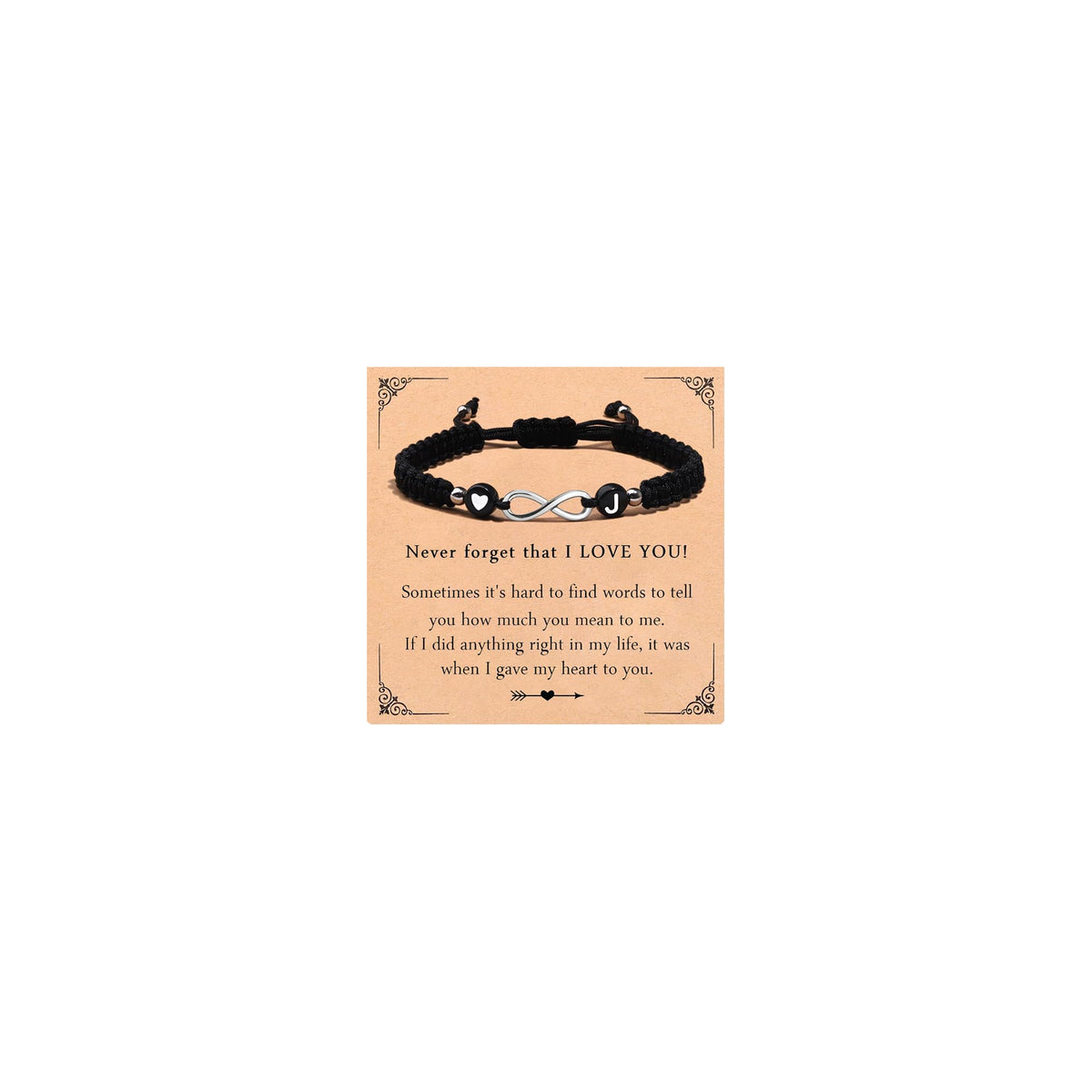 GoPaw Letter Woven Bracelet, Braided Infinity Bracelet, Personalized 26 Initial Woven Bracelet, Handmade Infinity Woven Bracelet, Adjustable Infinity Alphabet Braided Bracelet (Black-J)