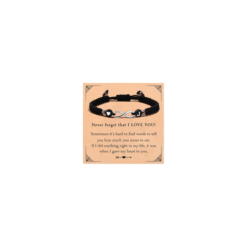 GoPaw Letter Woven Bracelet, Braided Infinity Bracelet, Personalized 26 Initial Woven Bracelet, Handmade Infinity Woven Bracelet, Adjustable Infinity Alphabet Braided Bracelet (Black-J)