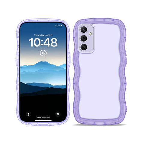PanXCase Transparent Case for Samsung Galaxy A35 5G - TPU Cute Wave Frame Light Weight Slim Soft Girls Women Shockproof Anti-slip Clear Bumper Cover (Purple)