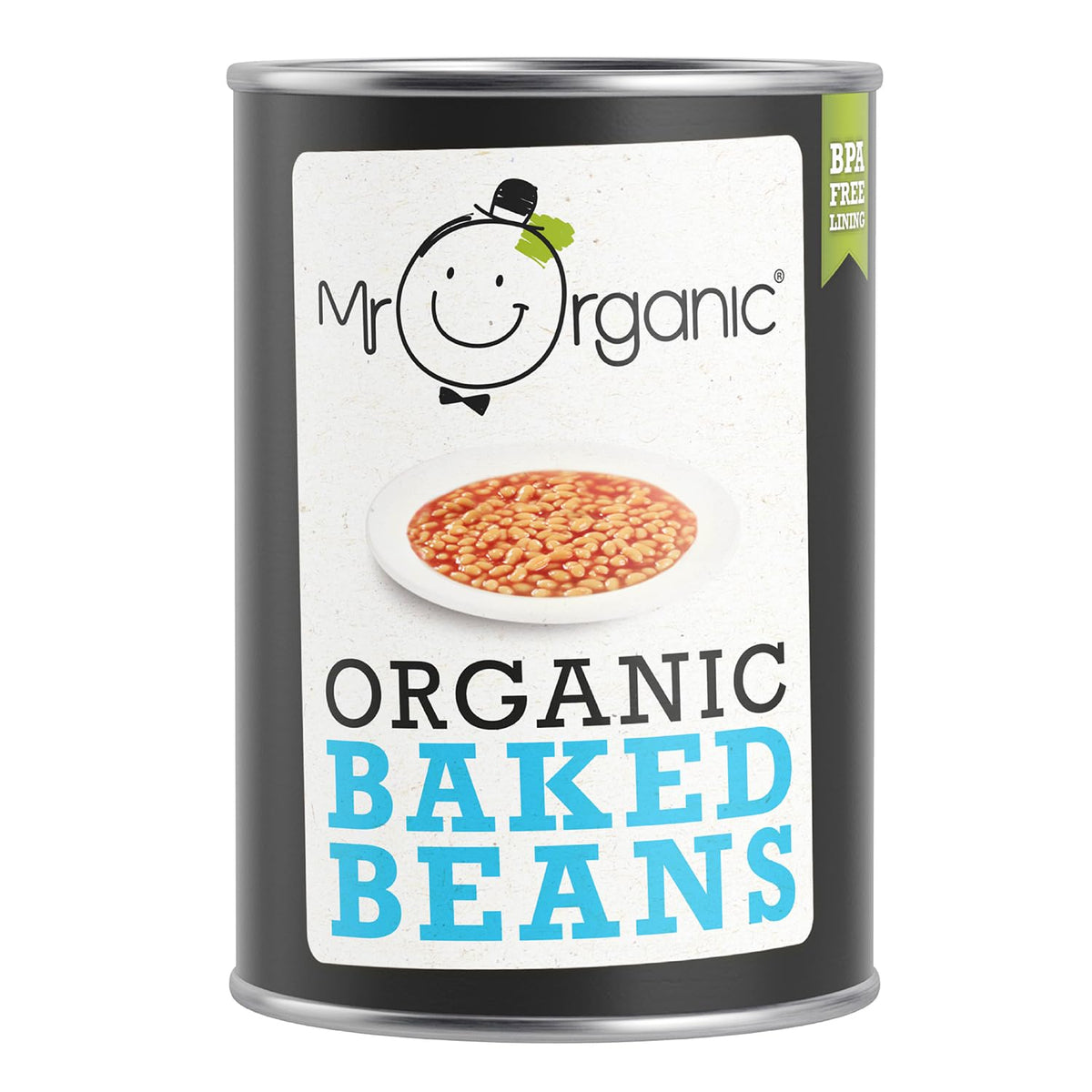 Mr Organic - Baked Beans - Certified Organic and Vegan - Baked Beans in a BPA-Free Tin - Pack of 1