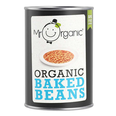 Mr Organic - Baked Beans - Certified Organic and Vegan - Baked Beans in a BPA-Free Tin - Pack of 1