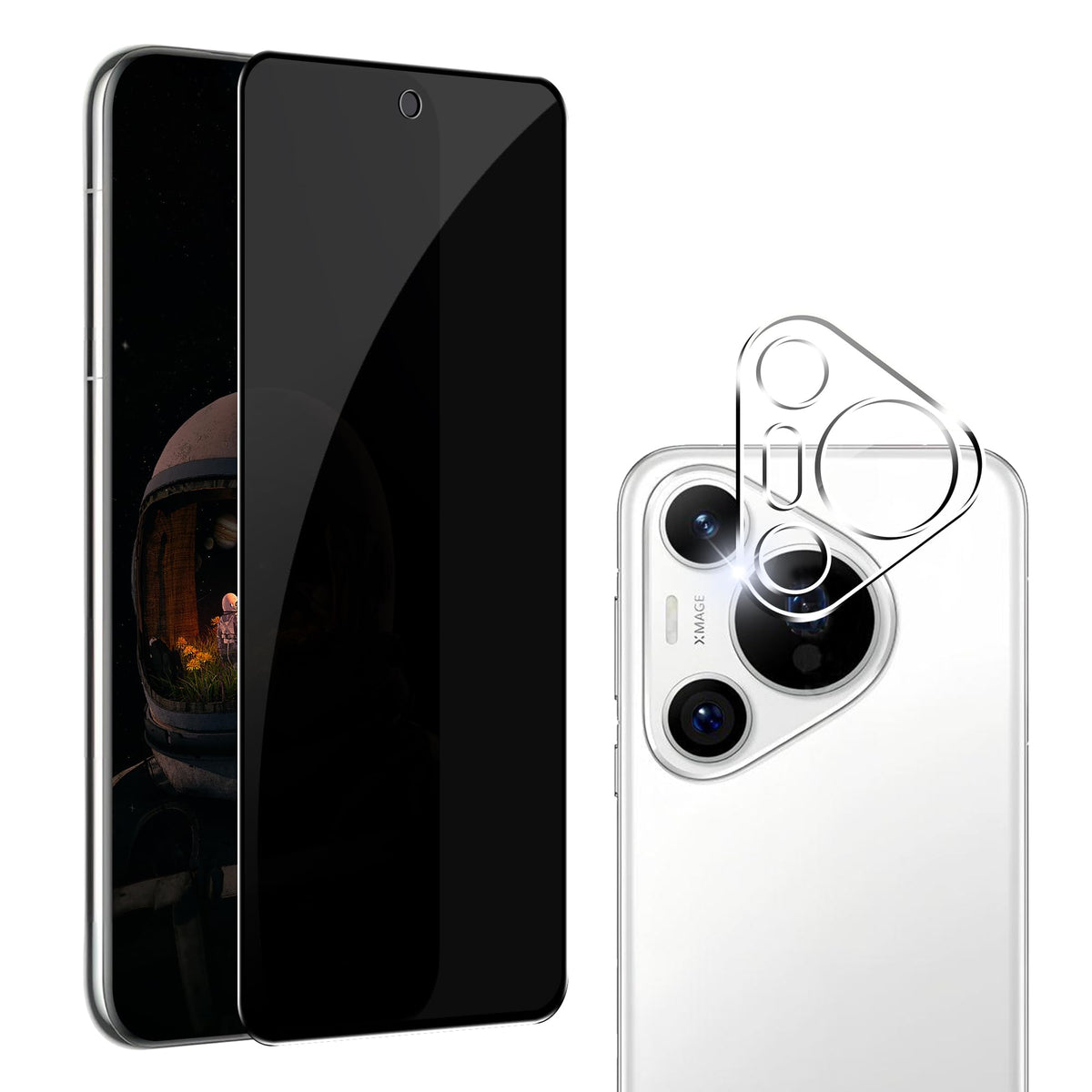 zZjoOoj Privacy Screen Protector for Huawei Pura 70 Pro, Anti-Spy 3D Tempered Glass Screen Protector with 1 Camera Protection [9H Hardness Privacy Film] [Anti-Peeping Protective Glass]