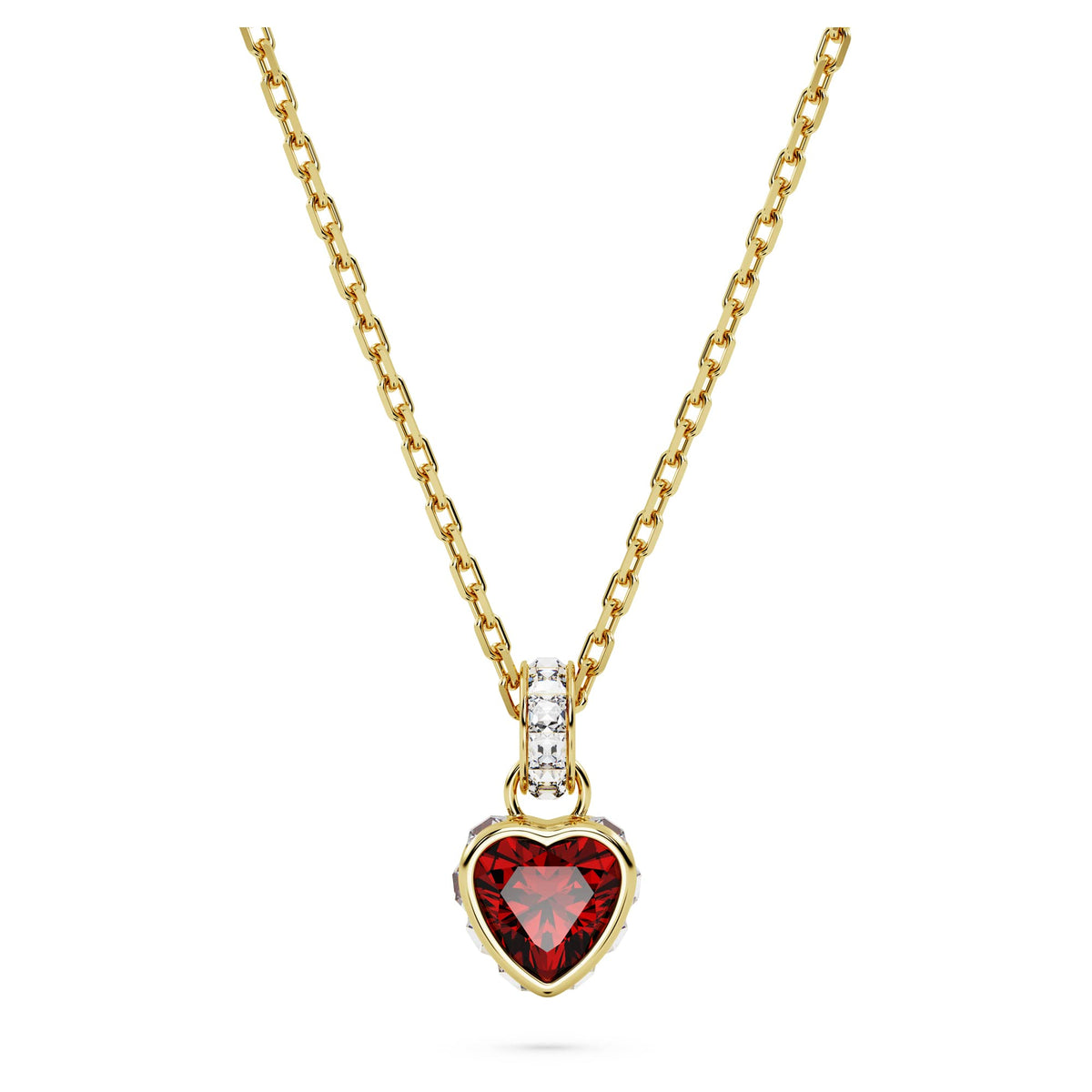SWAROVSKI Chroma Pendant Necklace, Heart Shape Red Center Crystal with Clear Crystal Details in Gold-Tone Finished Setting, Part of the Chroma Collection