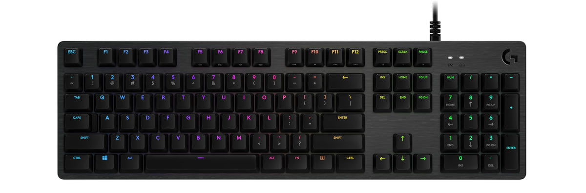Logitech G512 Mechanical Gaming Keyboard, RGB LIGHTSYNC Backlit Keys, GX Brown Tactile Key Switches, Brushed Aluminum Case, Customizable F-Keys, USB Pass Through, QWERTY UK Layout - Carbon/Black