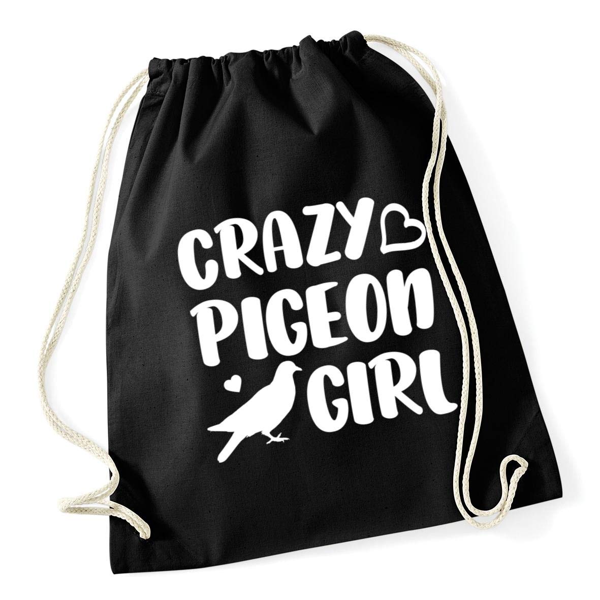 Hippowarehouse Crazy pigeon girl Drawstring Cotton School Gym Bag 37cm x 46cm, 12 litres