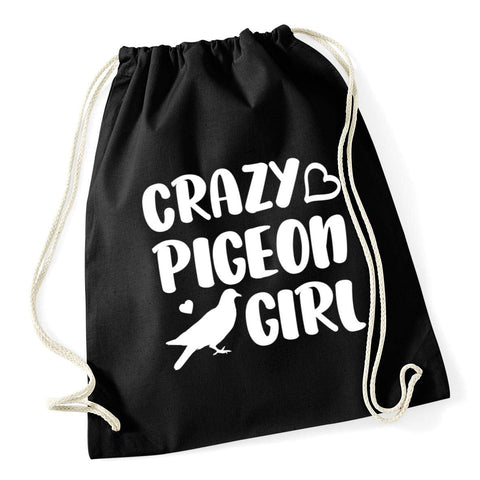 Hippowarehouse Crazy pigeon girl Drawstring Cotton School Gym Bag 37cm x 46cm, 12 litres