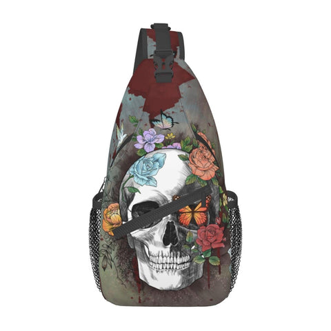 Halloween Sugars Skulls Sling Bag Crossbody Sling Backpack Bags for Women Men travel Hiking Casual Daypacks Chest Shoulder Bag Christmas Gifts