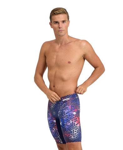 Arena Performance Men's Kikko Pro Swim Jammer MaxLife Athletic Practice Knee-Length Swimsuit Short, US Flag, US Size 22