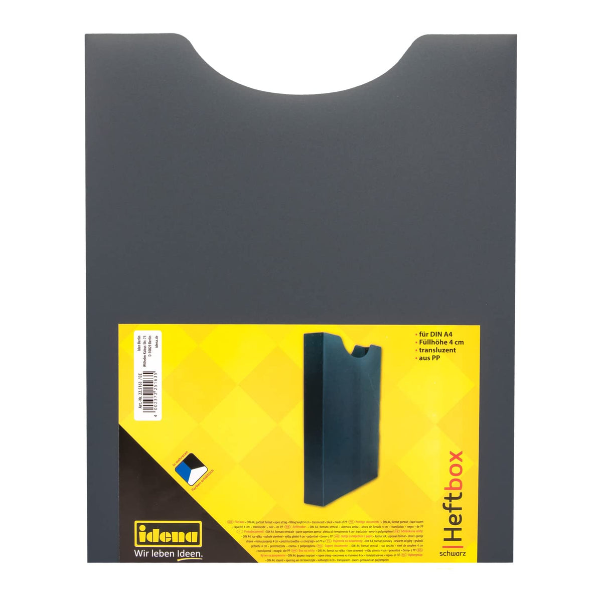 Idena 225163 Document Holder A4 Portrait Format 4 cm Filling Level Black