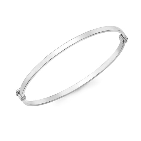 Carissima Gold Women's 9ct White Gold 3mm Rectangle Tube Bangle
