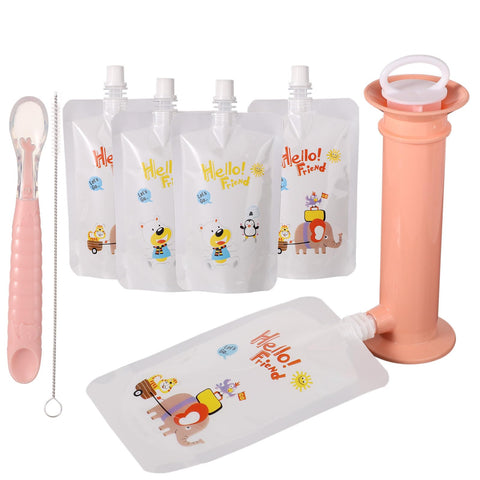 Baby Food Pouches Filler Kit, Reusable Baby Food Pouches Refillable Baby Feeding Pouches with Filling Machine, Spoon, Cleaning Brush Baby Food Maker Pouches for ToddlersÃƒÆ’Ã‚Â¯Ãƒâ€šÃ‚Â¼Ãƒâ€¹Ã¢â‚¬Â PinkÃƒÆ’Ã‚Â¯Ãƒâ€šÃ‚Â¼ÃƒÂ¢Ã¢â€šÂ¬Ã‚Â°