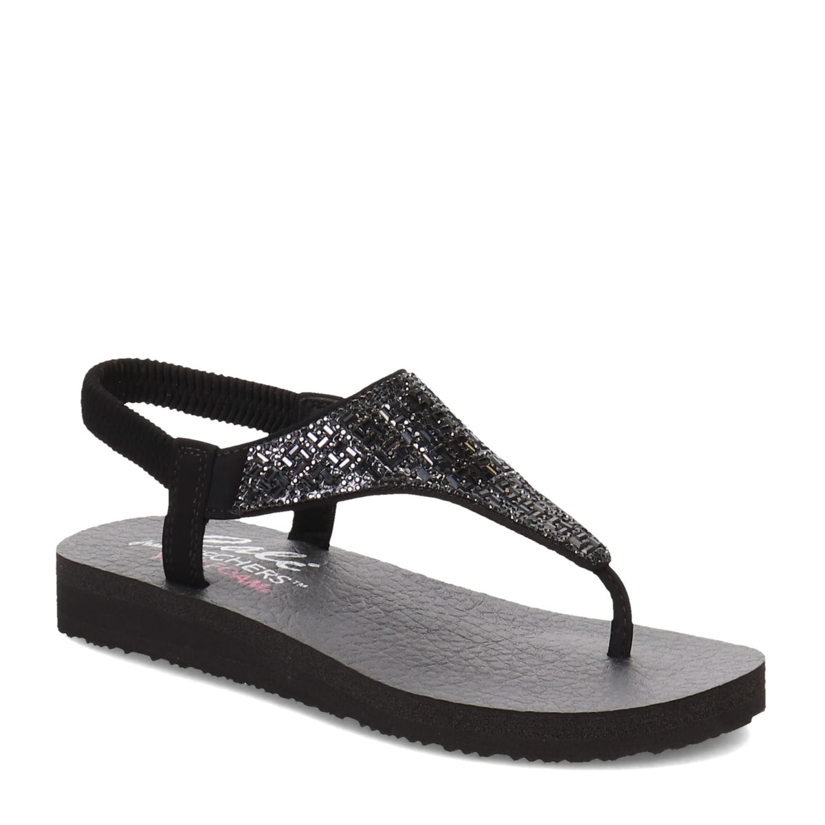 Skechers Women's Meditation-Sweet Rock Flip-Flop, Blk/blk, 9