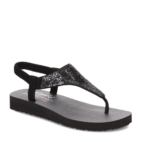Skechers Women's Meditation-Sweet Rock Flip-Flop, Blk/blk, 9