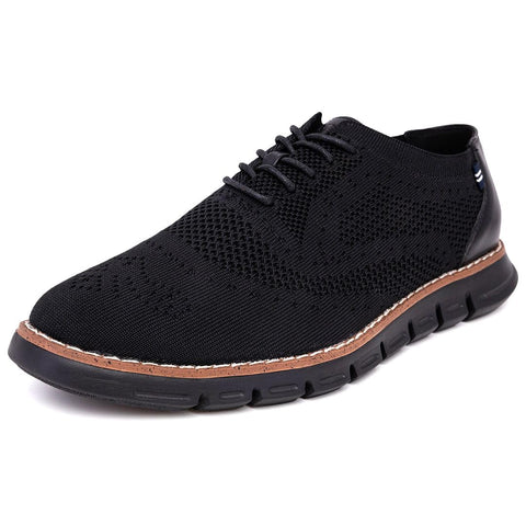 Nautica Men's Knit Dress Oxford Dress Sneakers: Breathable, Stylish, Lightweight & Comfortable - Ideal for Business or Walking-Wren Knit-Black Black-Size 7.5