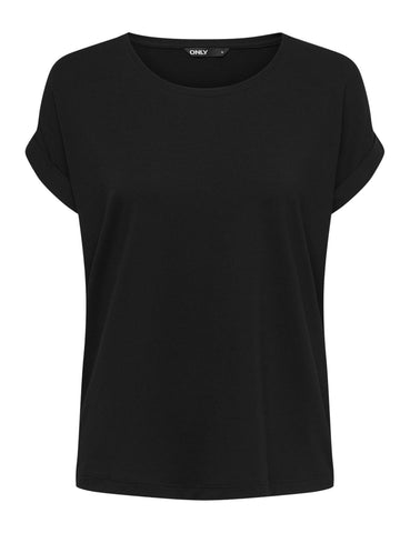 ONLY Women's Onlmoster S/S O-neck Top Noos Jrs T Shirt, Black (Black Detail: Solid Black), L UK