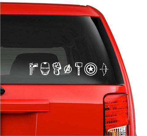 "Coexist" Superhero Hulk Iron Man Thor Avenger Captain America Vinyl Decal Sticker for CAR Window Bumper Parody Room (11" inches, White)