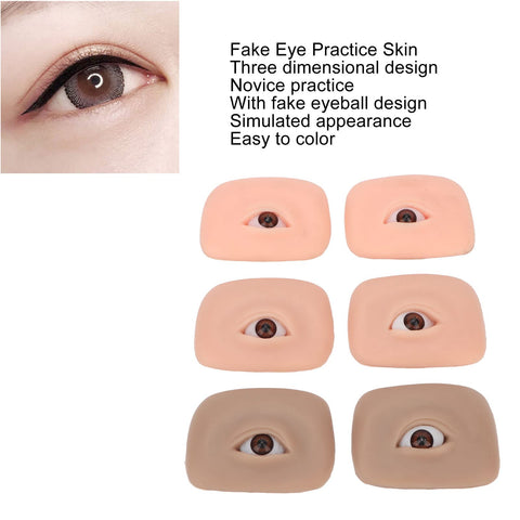 Eye Practice Skin, 3 Pairs 3D Silicone Fake Eye Practice Skin Makeup Face Board Microblading Supplies Eyebrow Eyeliner Practice Skin for Beginners and Makeup Artists Students
