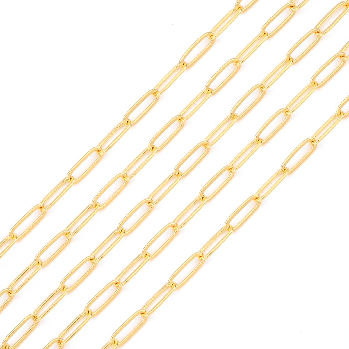 BEADIA 18K Gold Plated Oval O Chains 3.6mm 2 Meters for Jewelry Making Findings