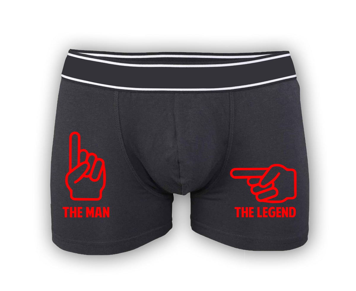 The Man The Legend Valentines Day Mens Boxers - Funny Joke Quote Novelty Christmas Birthday Anniversary Love Boyfriend Husband Shorts Pants Underwear Gift Present (Small, Black Prime)