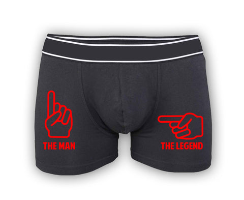 The Man The Legend Valentines Day Mens Boxers - Funny Joke Quote Novelty Christmas Birthday Anniversary Love Boyfriend Husband Shorts Pants Underwear Gift Present (Small, Black Prime)