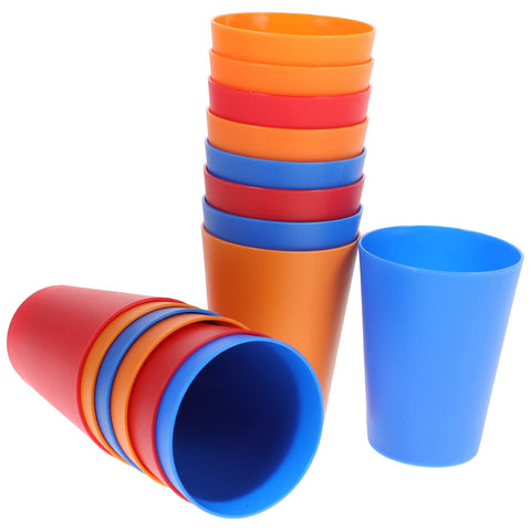 Amosfun cups plastic small kids cup toddler drinking lid dishwasher safe-15pcs Plastic Cups Colorful Reusable Water Cups Drinking Cup Party Supplies for Holiday Party Home Restaurant
