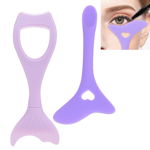 2Pcs Eyeliner Stencil and Mascara Shield Applicator Guard Set, Silicone Eye Liner Stencil Tool, Reusable Eyeliner Guide for Eye Makeup, Eyebrow/Eyelash/Contour/Lipstick/Eyeshadow