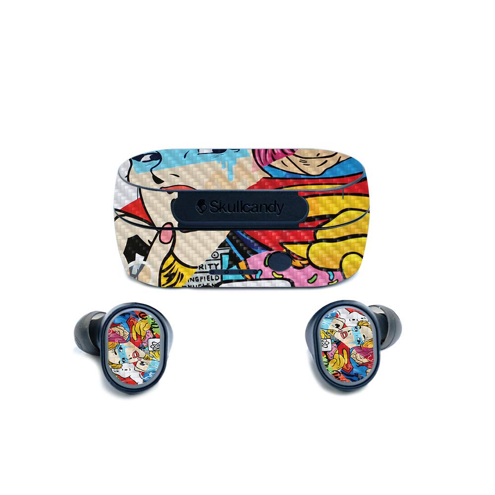 MightySkins Carbon Fiber Skin for Skullcandy Sesh True Wireless Earbuds - Cartoon Mania | Protective, Durable Textured Carbon Fiber Finish | Easy to Apply, Remove, and Change Styles | Made in The USA