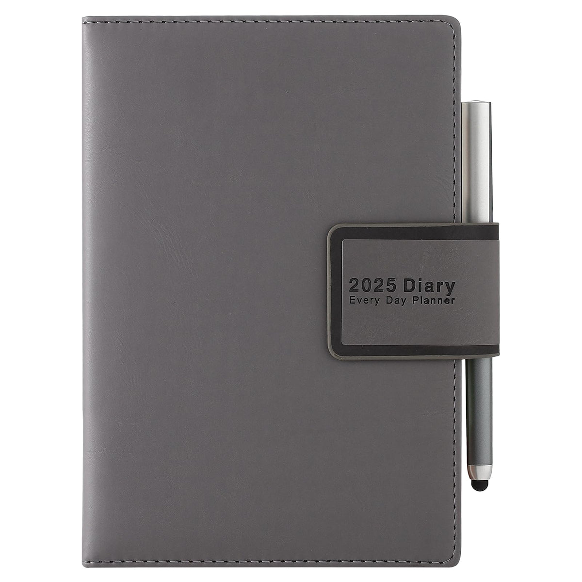 Mljtoyo 2025 Diary,Diary 2025 A5 Page a Day, Productivity Daily Planner, Agenda Organiser A5 Day to Day Planner from Jan to Dec 2025 with Pen Set,Colourful Monthly Tabs, Stickers,3Bookmarks,Grey