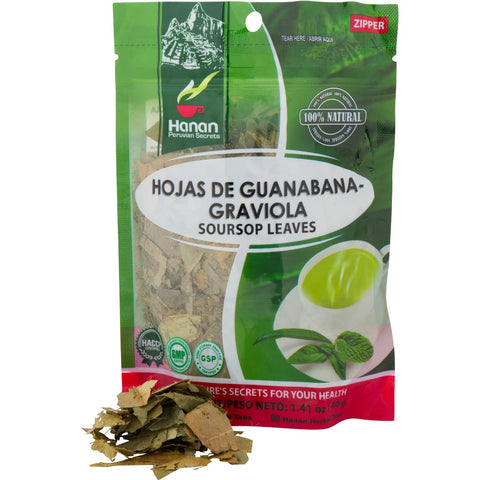 Hanan Graviola Loose Leaf Tea 1.4oz / 40g (Soursop Leaves / â€œHojas de Guanabanaâ€) - Natural, Dried Annona Muricata Plant from Peru - Herbal Tea - te guyabano sour sop