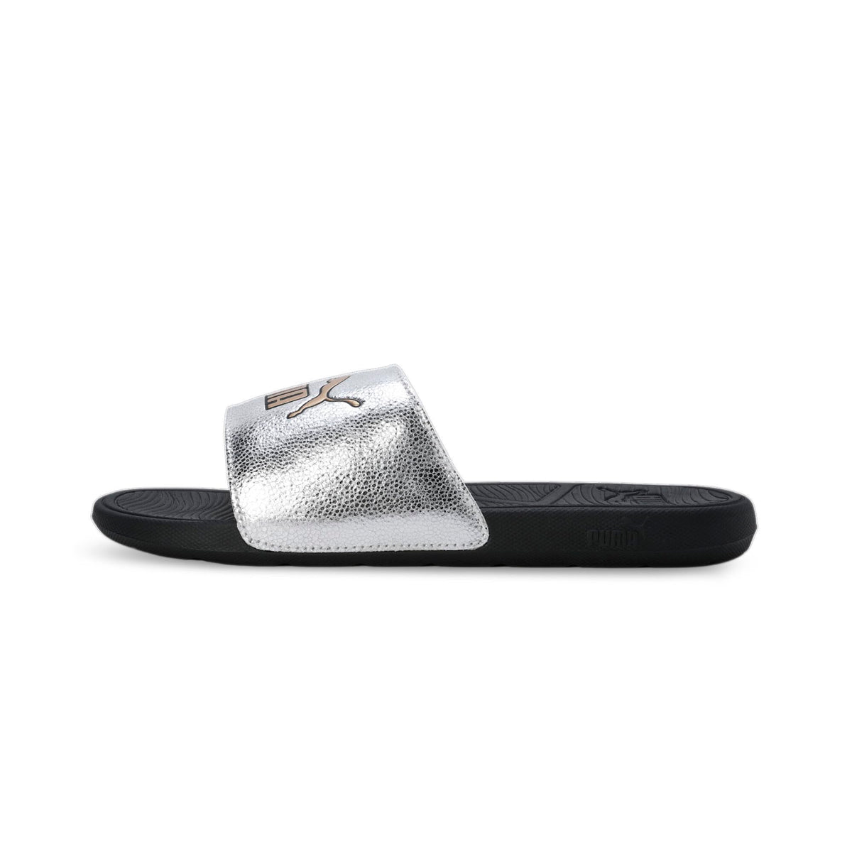 PUMA Men's Slide Sandal, Silver Gold Black, 8 us