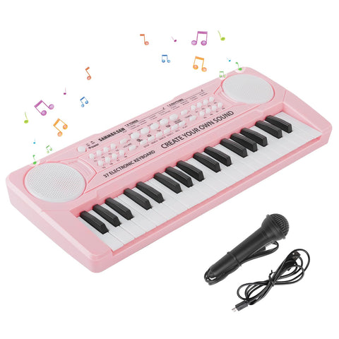 Shayson Keyboard Piano for Kids 37 Keys Music Piano with Microphone Portable Musical Toy Electronic Piano Birthday Gifts for Girls Ages 3-12 Pink