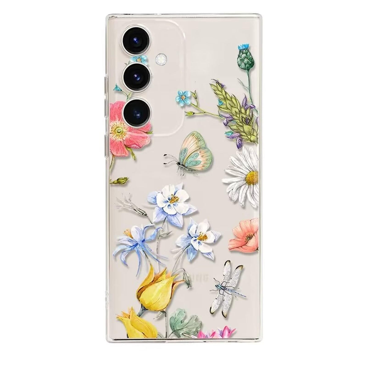 Rnrieyta Miagon Creative Flower Case for Samsung Galaxy A55 5G,Butterfly Leaves Floral Flowers Series Cover Clear Transparent Back Case Soft TPU Bumper for Girls Women