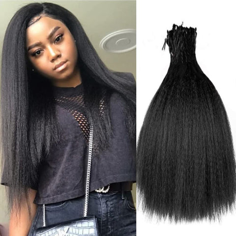 Synthetic Kinky Straight Crochet Braid Hair with Adjustable Pre-looped Yaki straight Crochet Braiding Hair Extension for Black Women 6 Packs 14 Inches 96 Roots 1B# Black