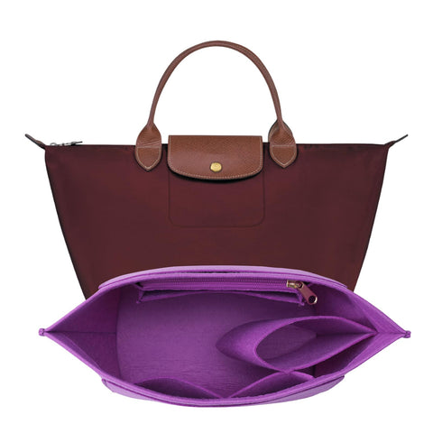 LOUKAYCCI Felt Purse Organizer Insert for Longchamp Le Pliage M Handbag Insert (Medium,Light purple)